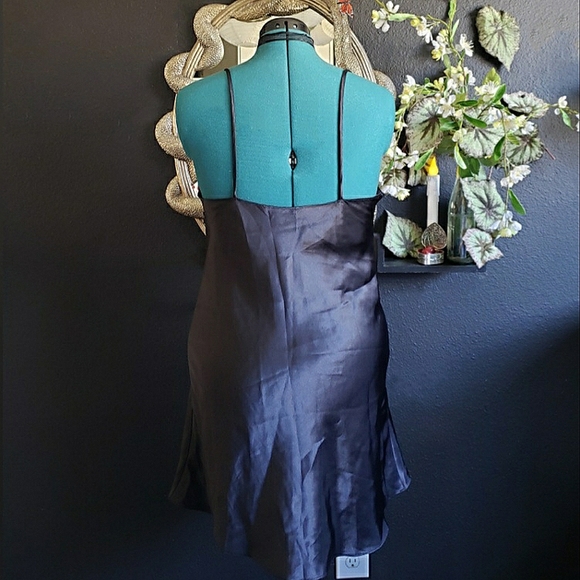 90's vintage black rosette trim slip dress - Picture 2 of 2